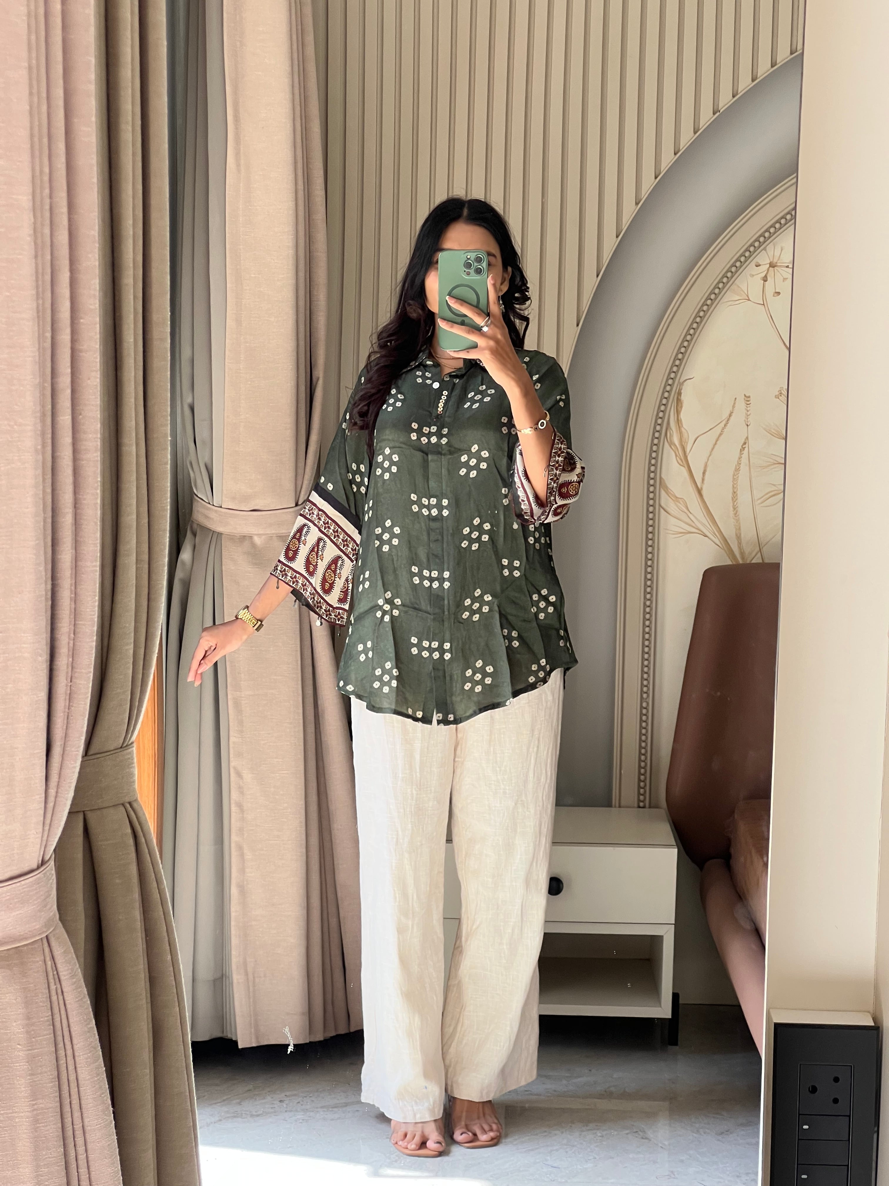 Green bandhani shirt