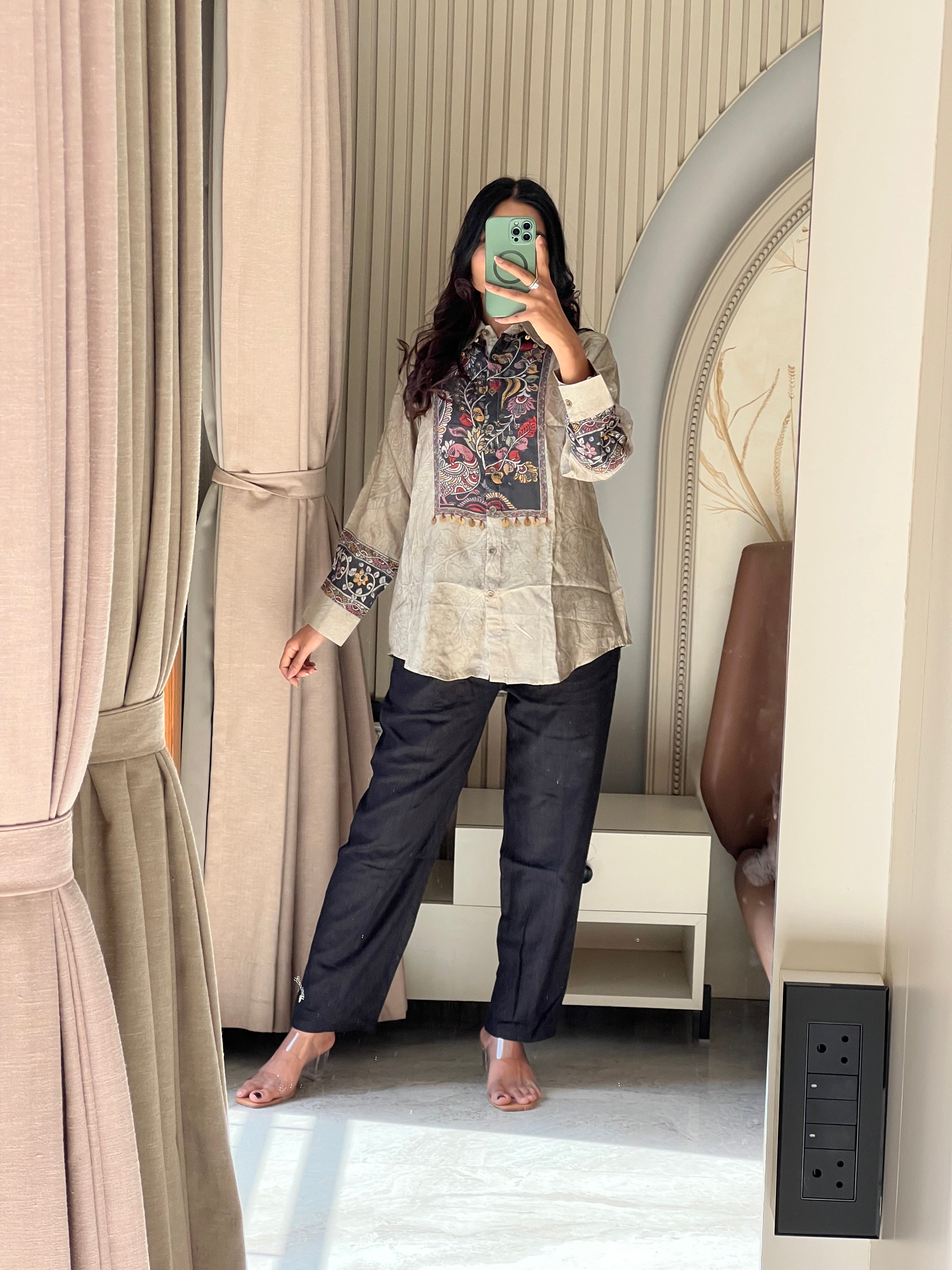 Grey kalamkari shirt