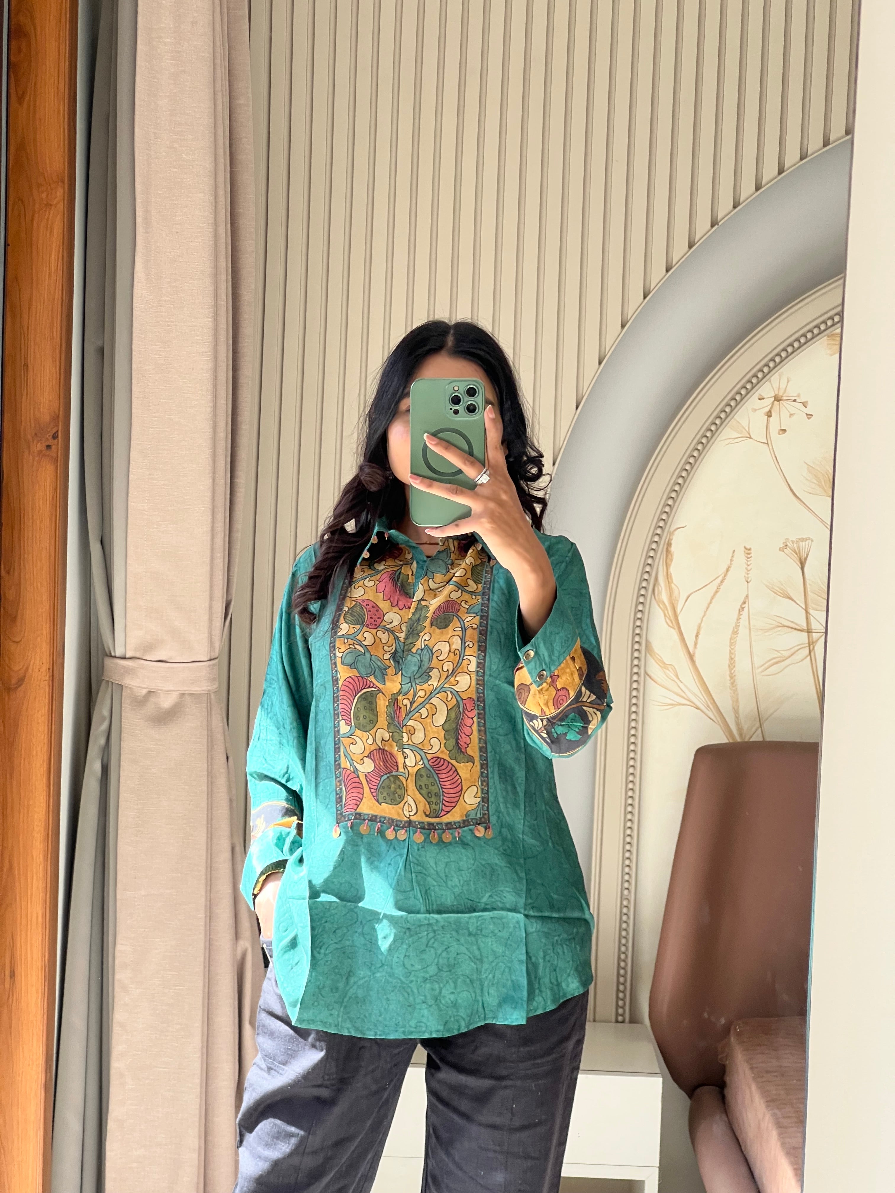 Green kalamkari top