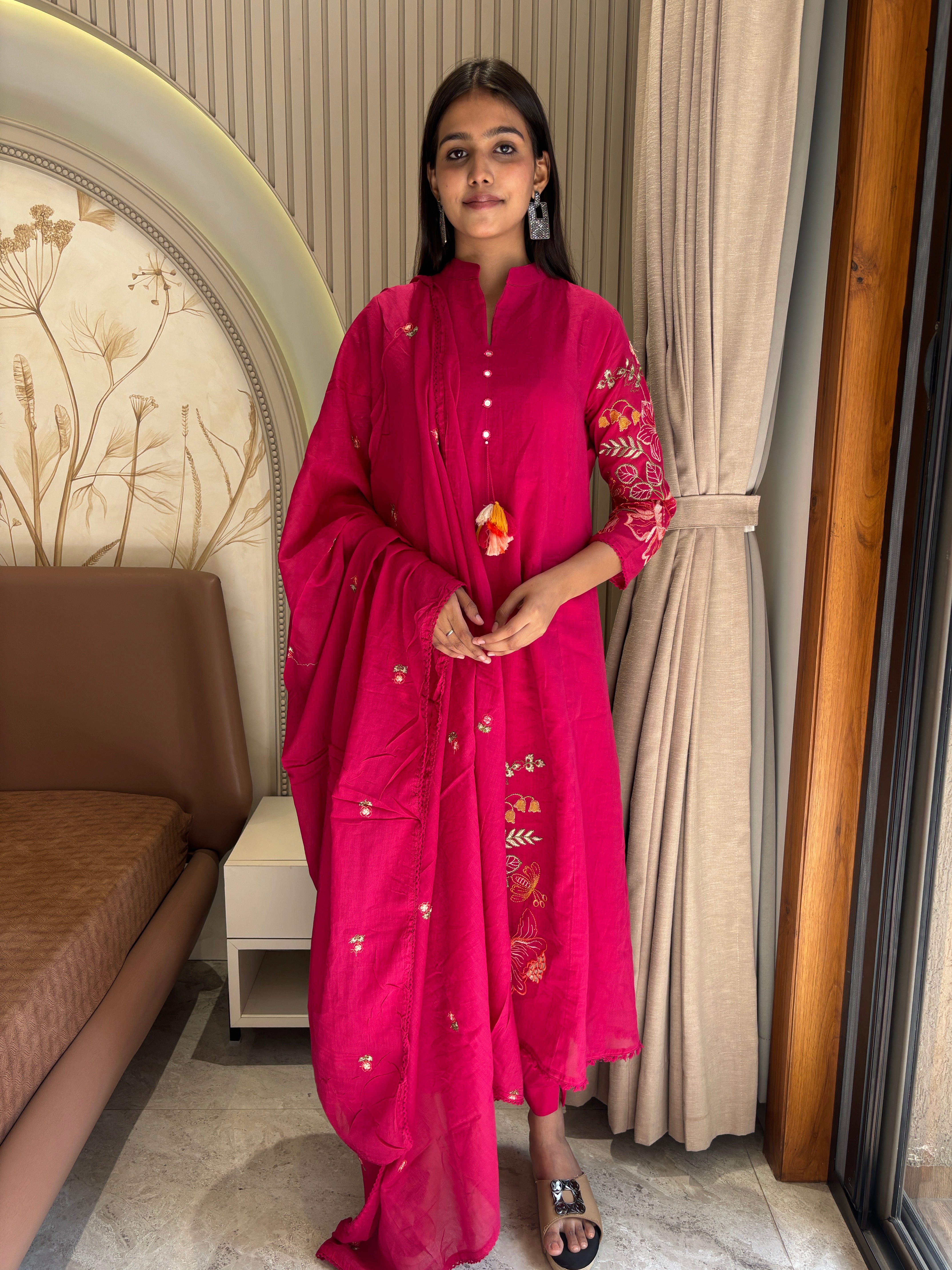 Pink mul cotton suit set