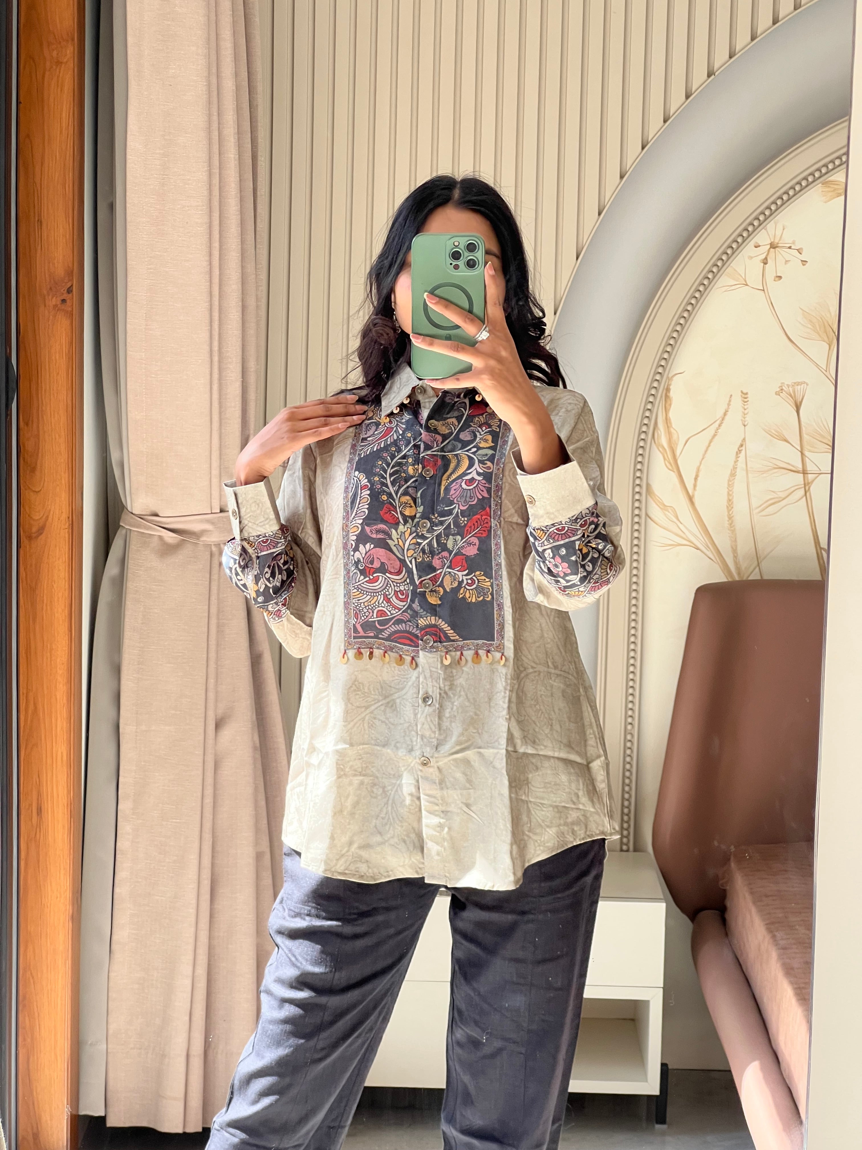 Grey kalamkari shirt