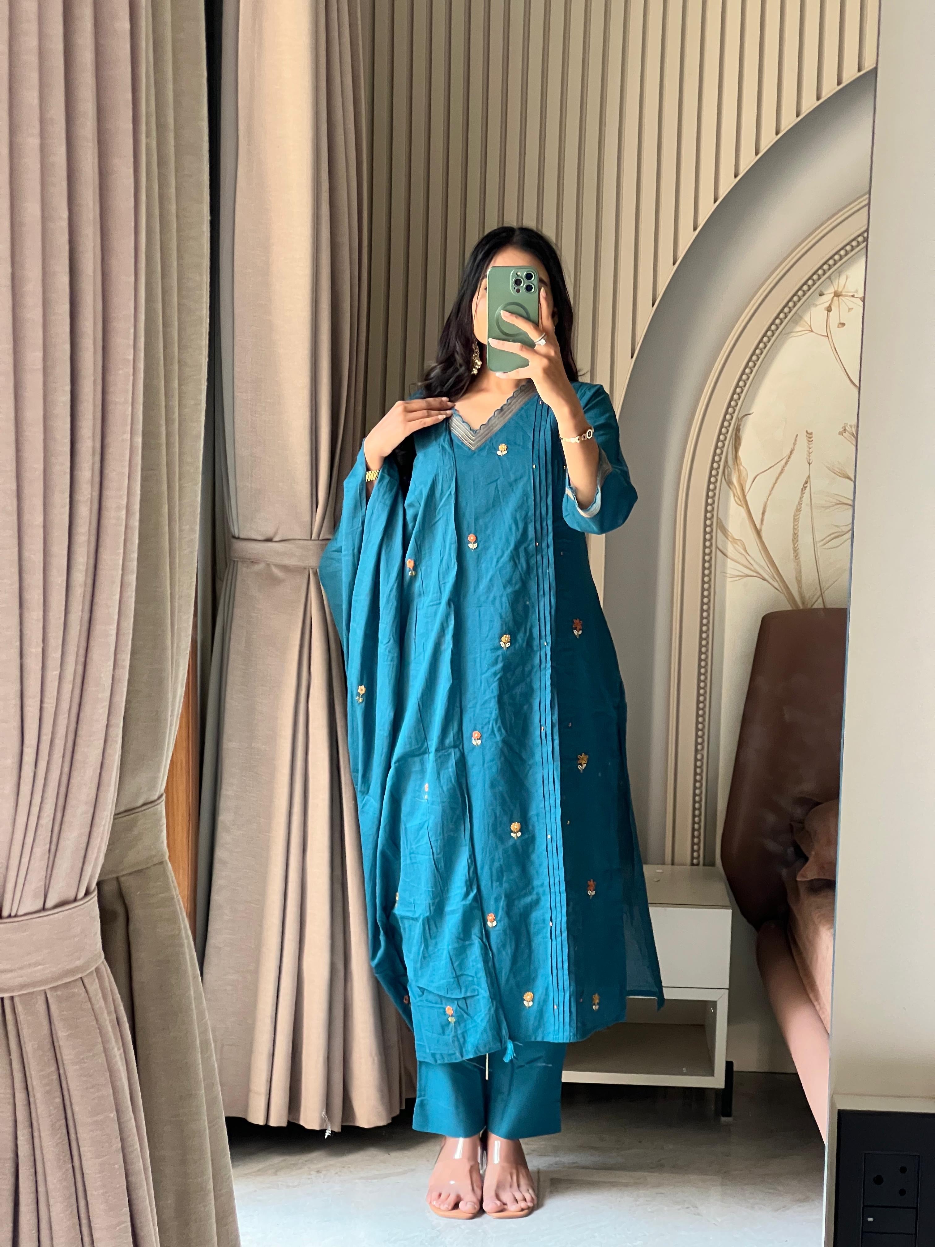 Blue thread work suit