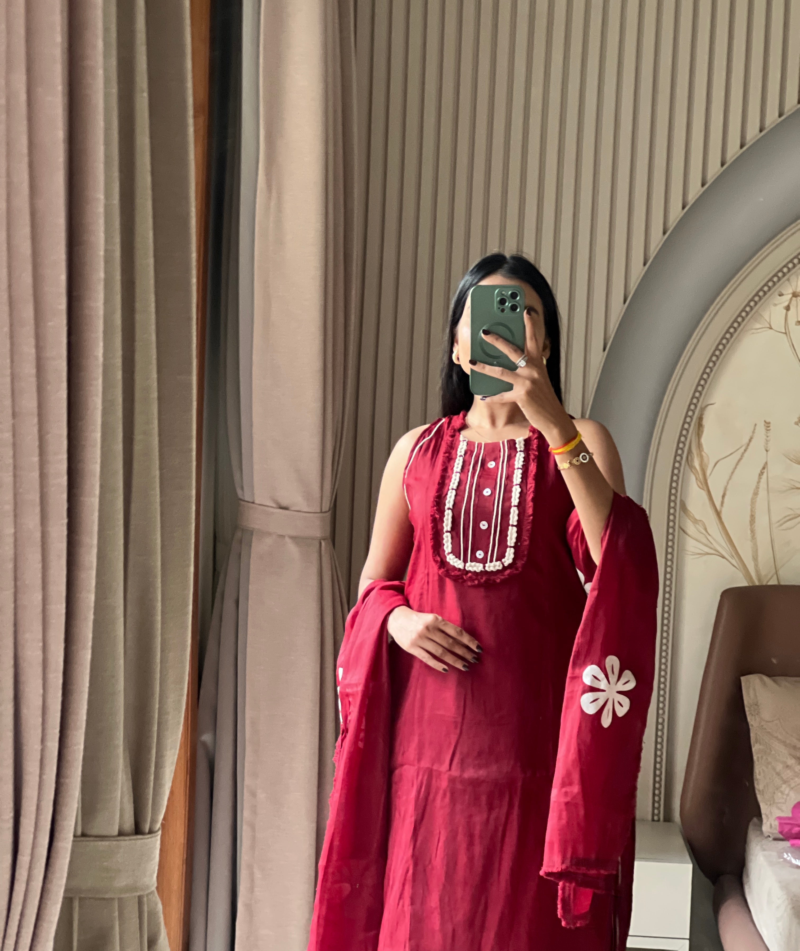 Maroon sleeveless 3 piece set