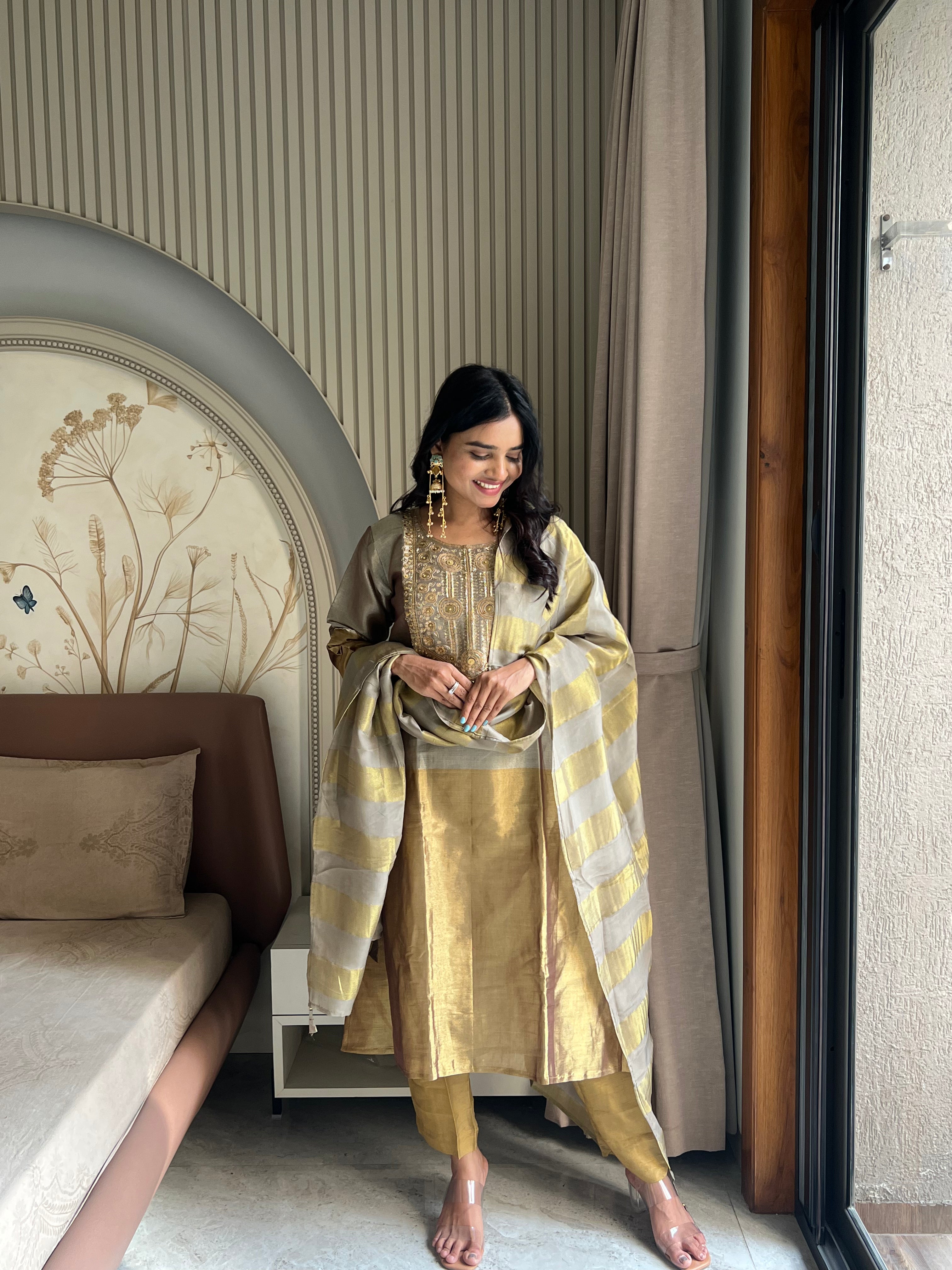 Tissue two tone kurti