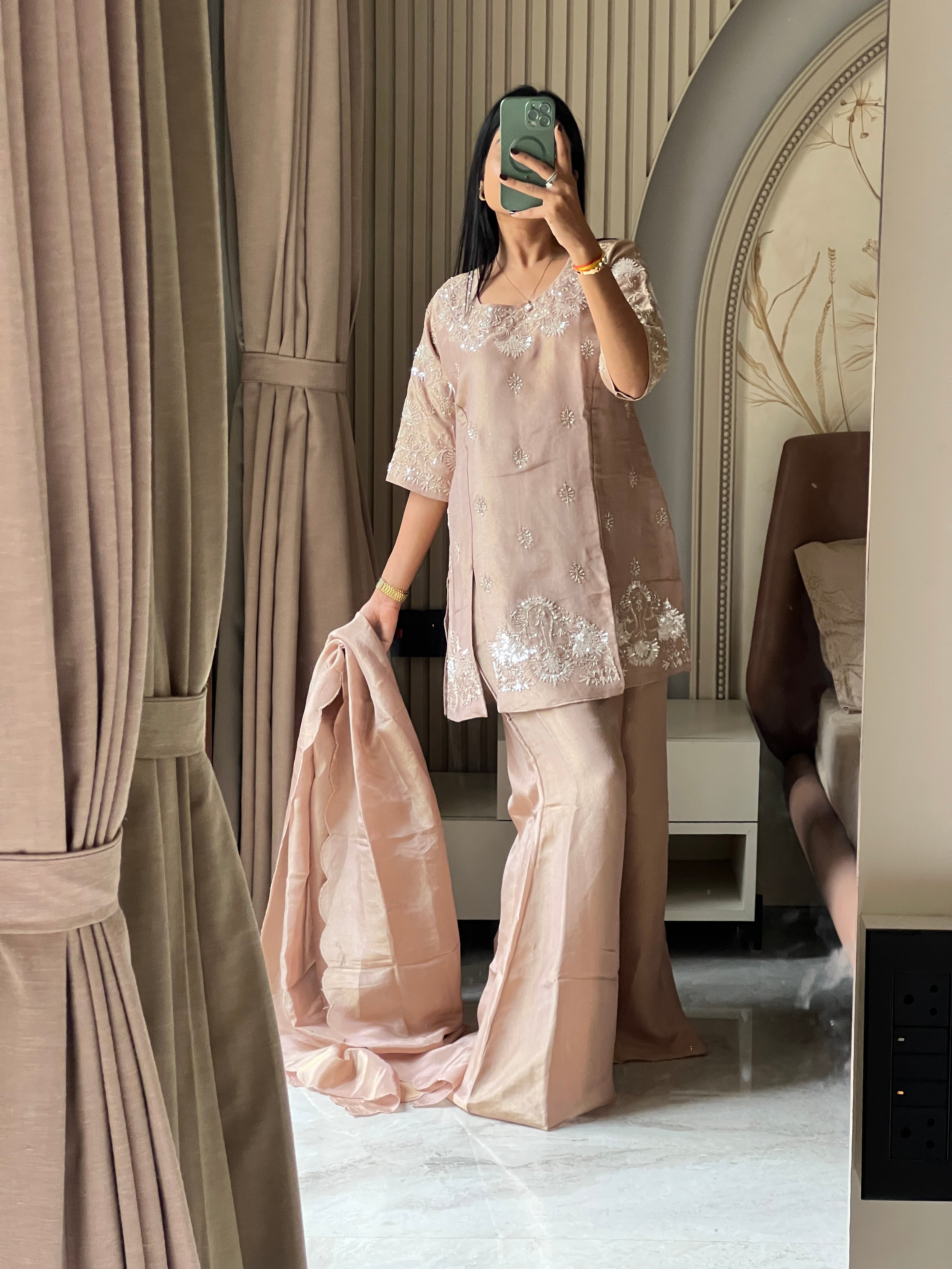 Rose gold sharara set