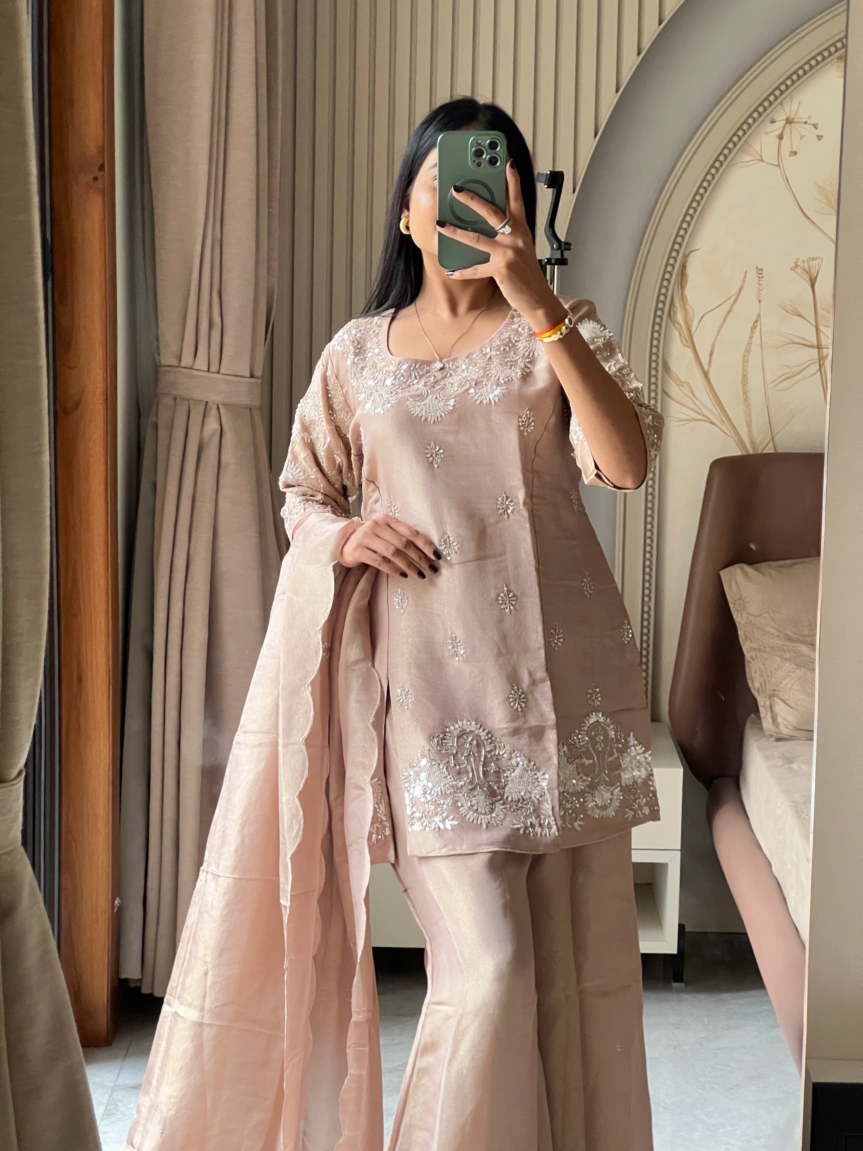 Rose gold sharara set