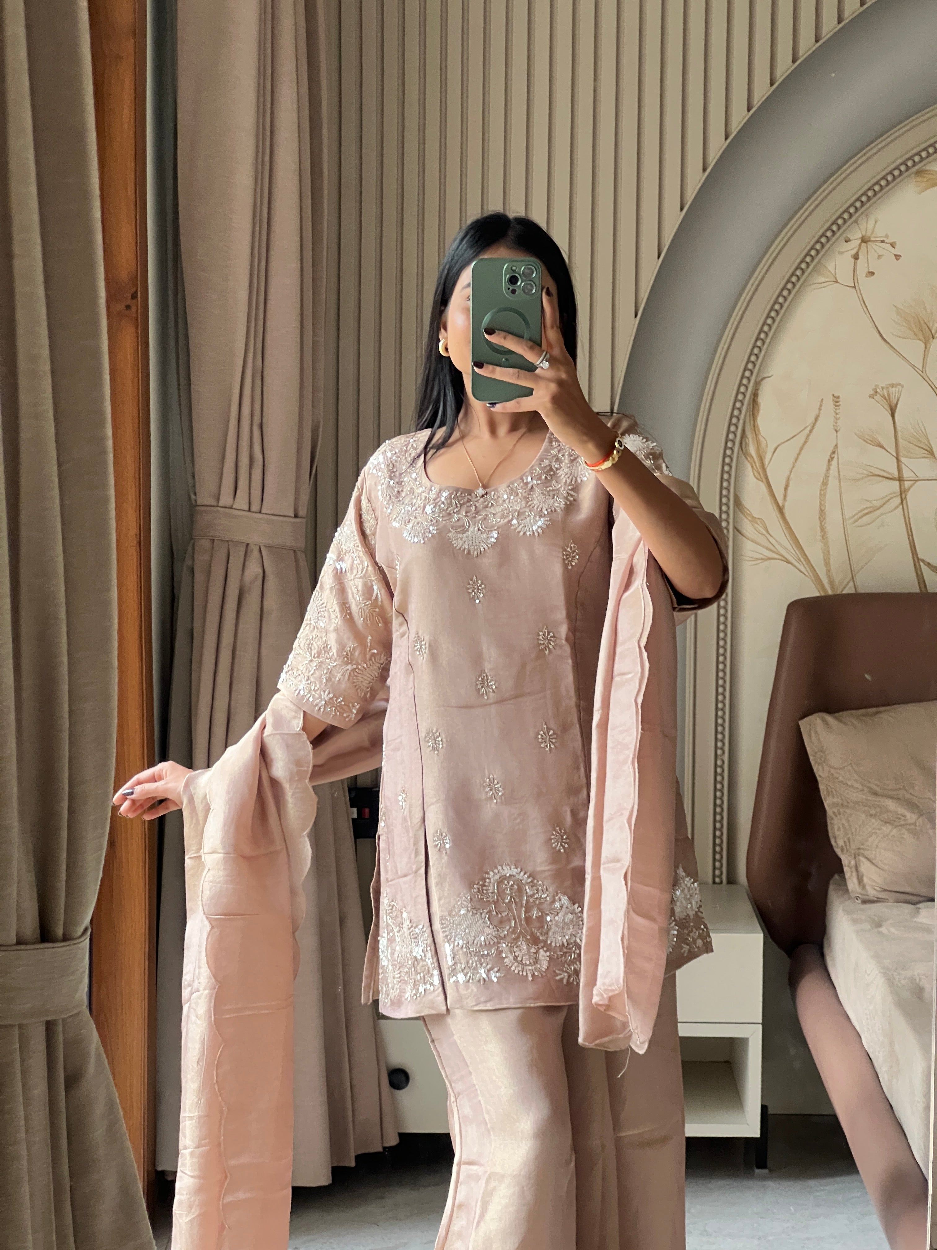 Rose gold sharara set